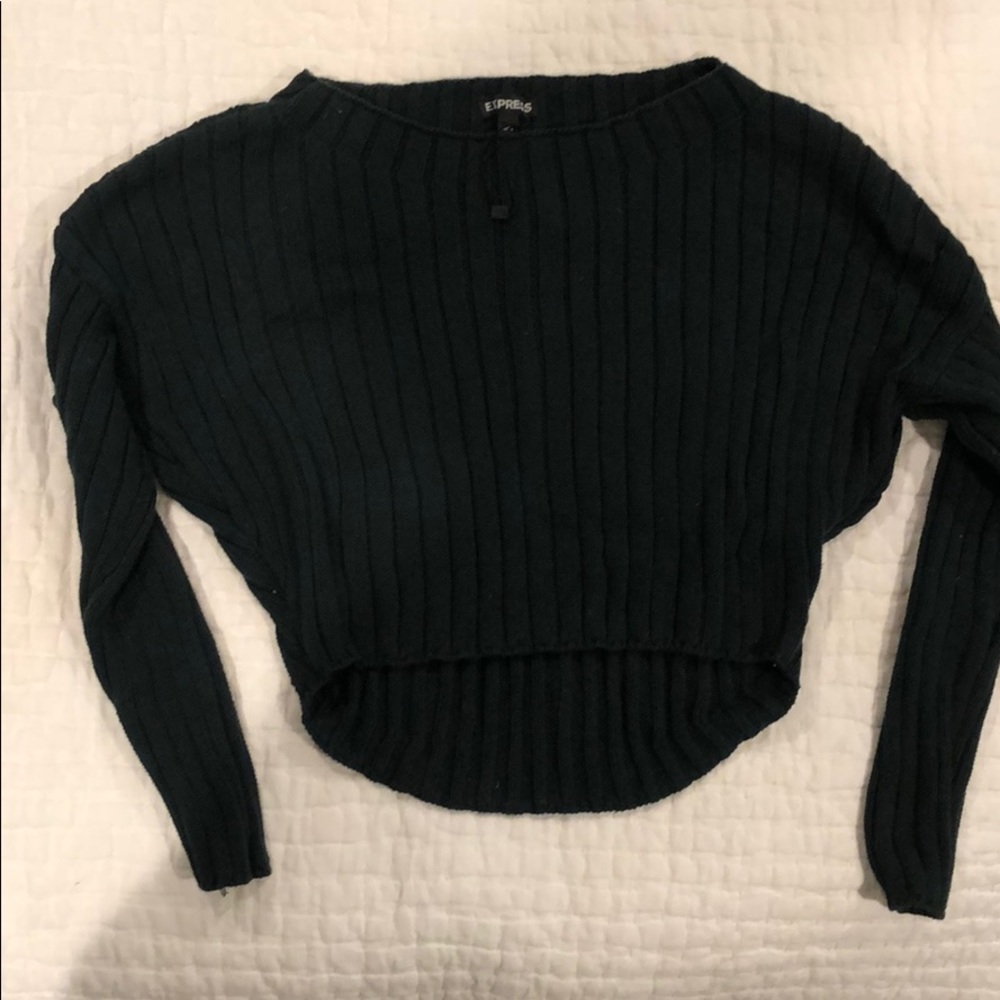 Hunter green cropped express sweater